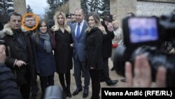 Міністар замежных спраў Расеі Сяргей Лаўроў (другі справа) і Нэманя Рысьціч (другі зьлева), Бялград, Сэрбія, 12 сьнежня 2016 году
