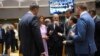 French Foreign Minister Jean-Noel Barrot (center) speaks with European counterparts in Brussels on June 23. 