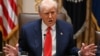 US President Donald Trump speaks at the White House on October 14.