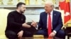 Президент Украины Владимир Зеленский (слева) и президент США Дональд Трамп