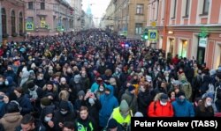 Акция в поддержку Навального 31 января в Петербурге