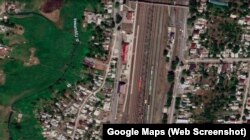 Железнодорожная станция Каменоломни в Ростовской области РФ. Скриншот спутниковой карты Google