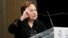Shirin Ebadi speaks during an International Women's Day event in Paris in March 2024.