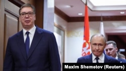 Predsednici Srbije i Rusije Aleksandar Vučić i Vladimir Putin tokom posete Kini, 2. septembar 2025. 
